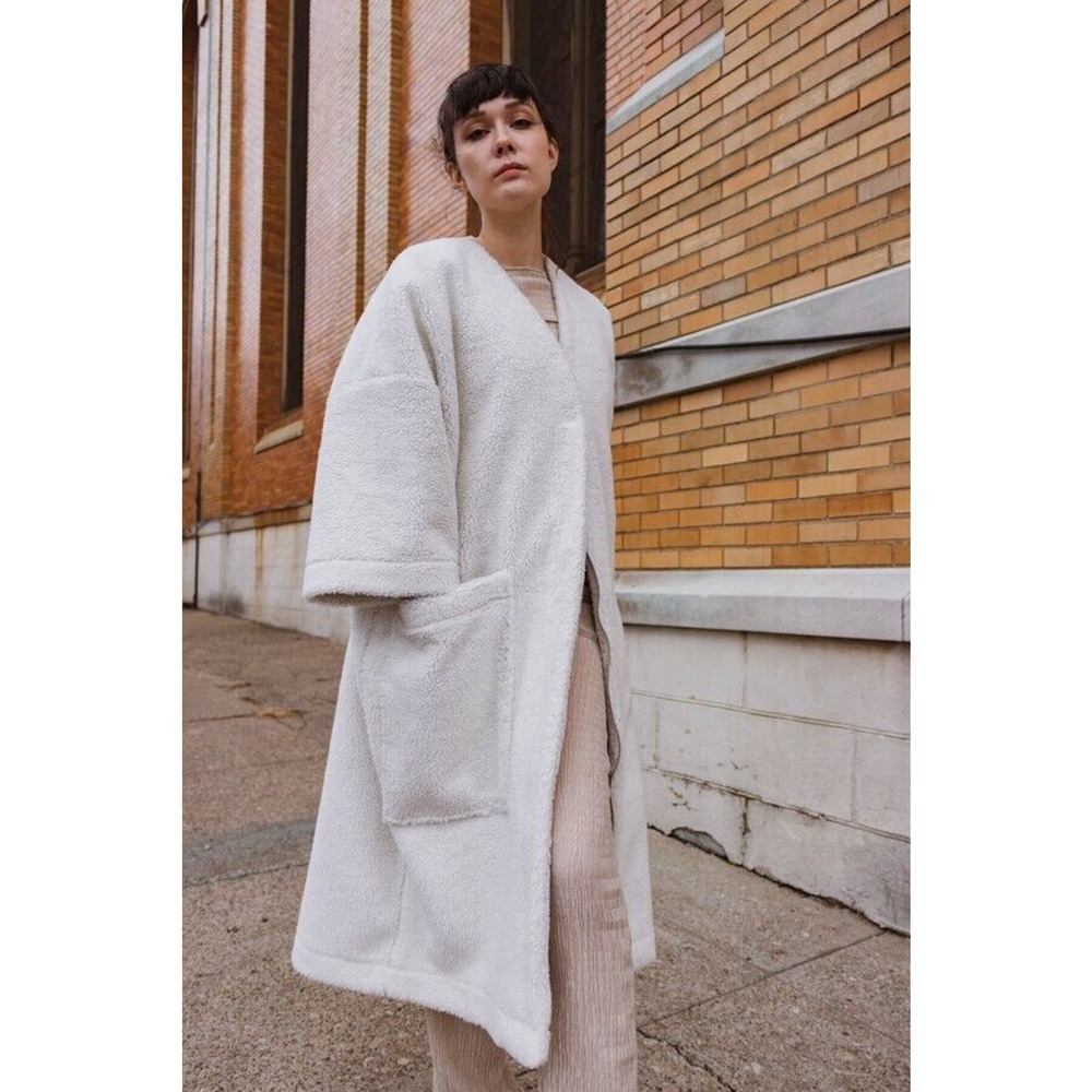 Mr. Larkin Jolene Sherpa Long Coat Oversized White XS